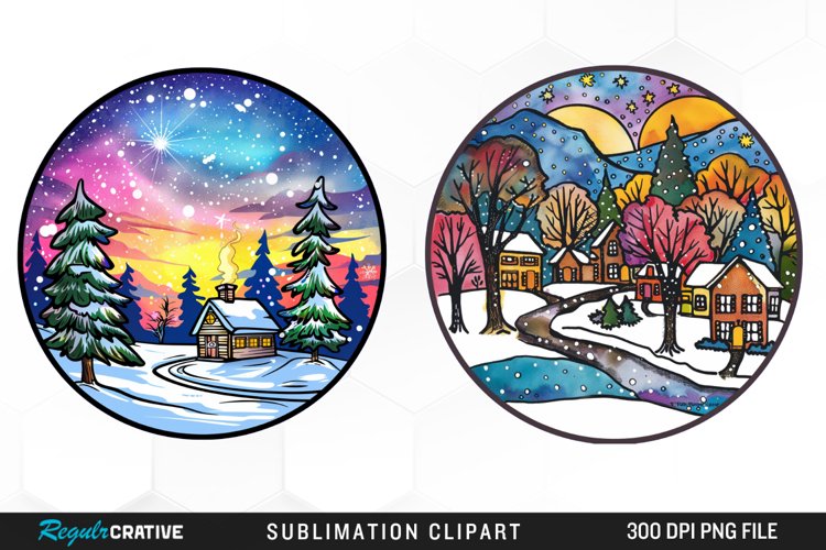 Watercolor Winter Scene Exquisite Clipart example image 1