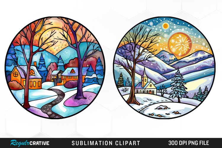 Watercolor Winter Scene PNG Set Clipart example image 1