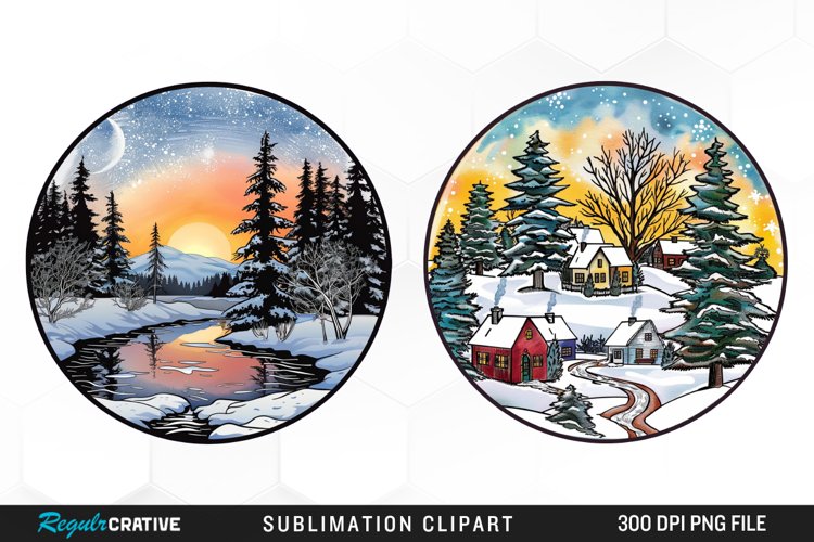 Watercolor Winter Scene PNG Set Clipart example image 1