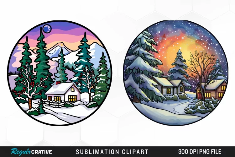 Watercolor Winter Scene Exquisite Clipart