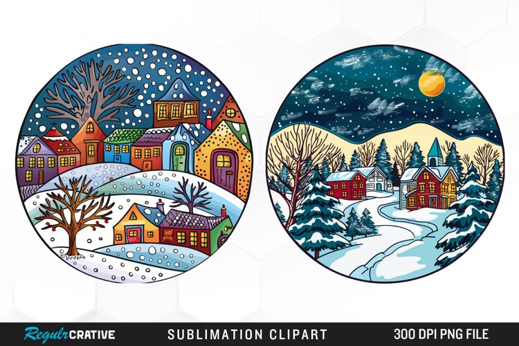 Watercolor Winter Scene Exquisite Clipart example image 1