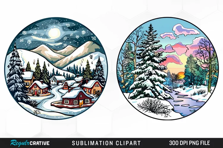 Watercolor Winter Scene Exquisite Clipart