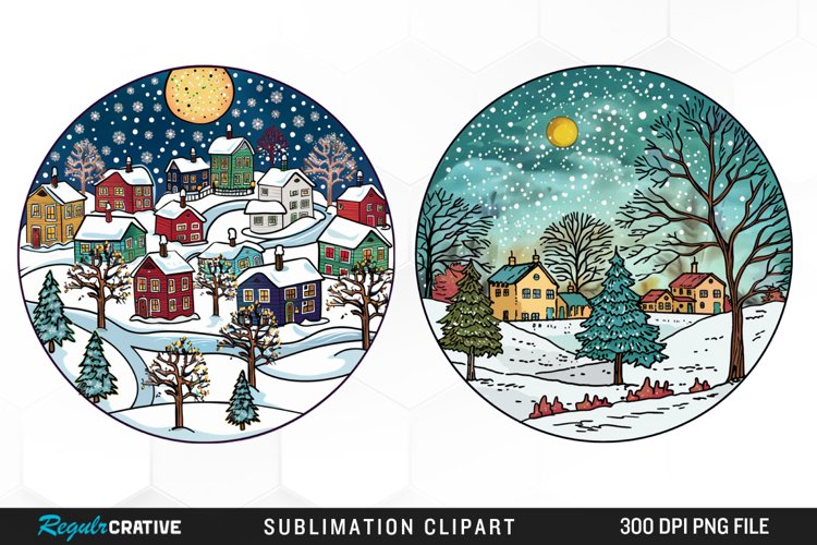 Watercolor Winter Scene Exquisite Clipart example image 1