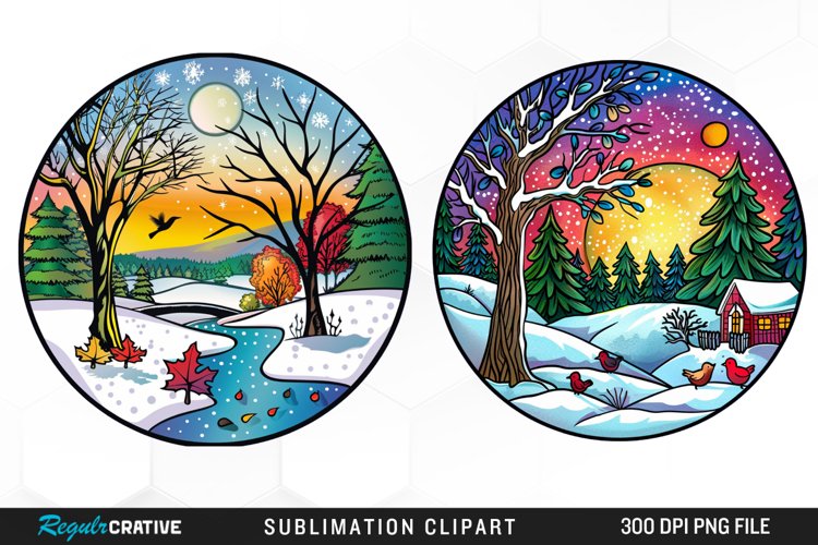 Watercolor Winter Scene Exquisite Clipart example image 1