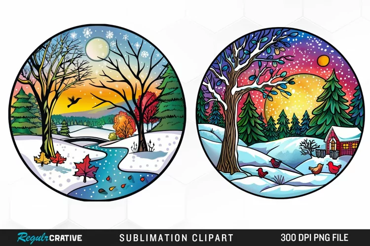 Watercolor Winter Scene Exquisite Clipart