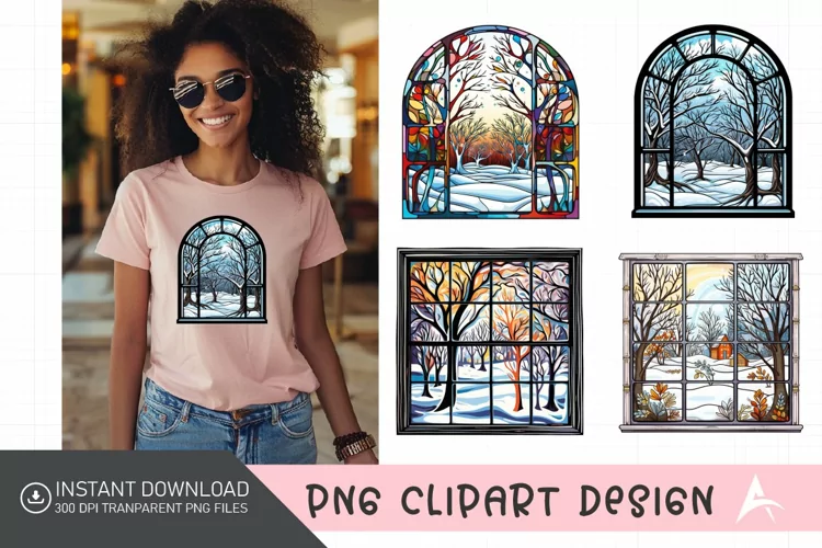 Watercolor Winter Windows Clipart PNG