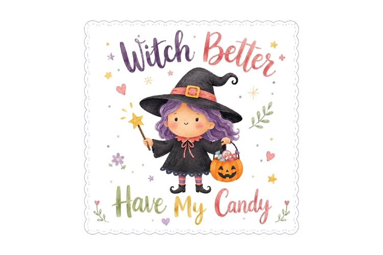 Watercolor Witch Better Have My Candy example image 1