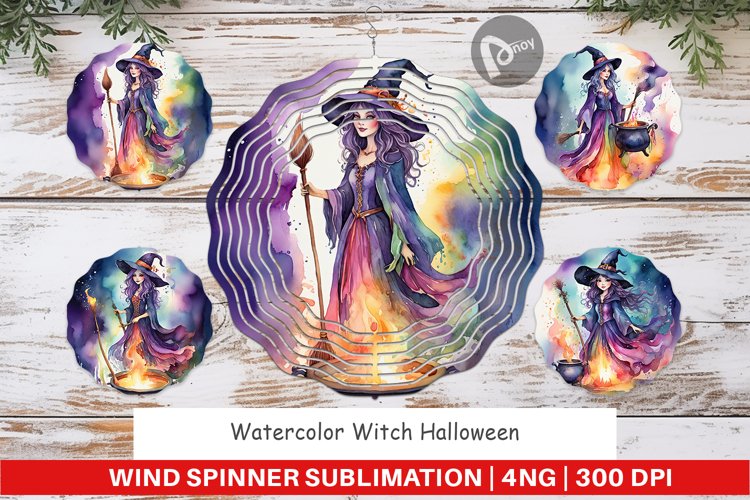Wind Spinner Watercolor Witch