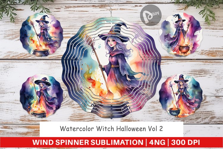 Wind Spinner Watercolor Witch