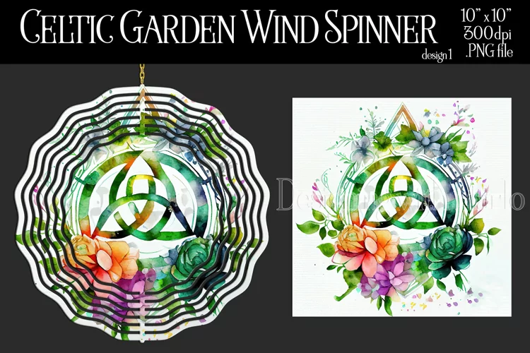 Celtic Garden Wind Spinner, Celtic Wiccan Wind Spinnner, 1