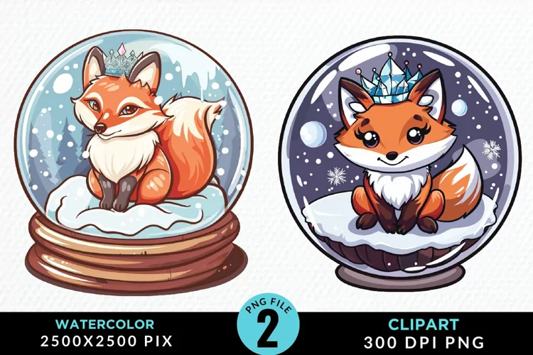 Watercolor Witchy Foxes Exquisite Clipart