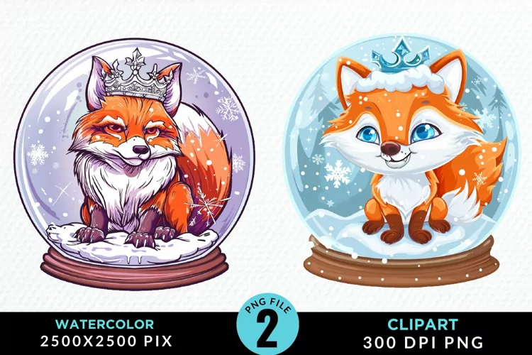 Watercolor Witchy Foxes Exquisite Clipart