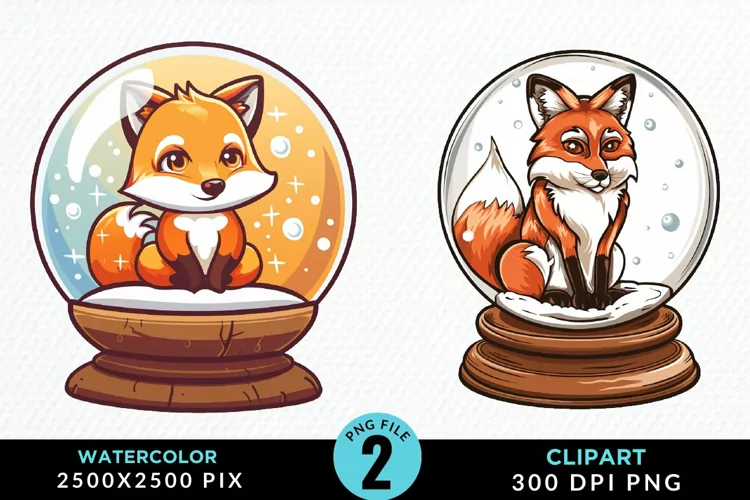 Watercolor Witchy Foxes Artwork Clipart