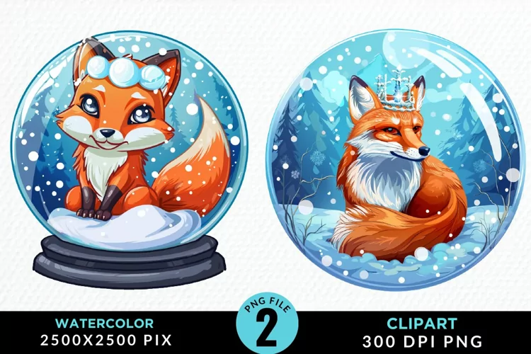 Watercolor Witchy Foxes Artwork Clipart