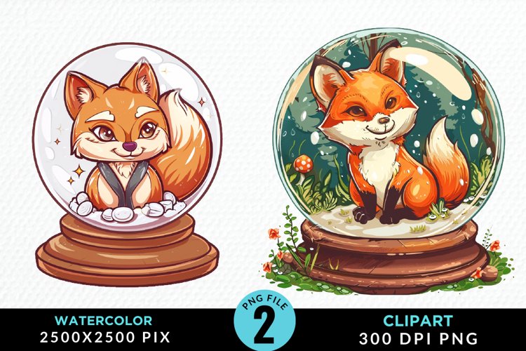 Cute Watercolor Fox Clipart