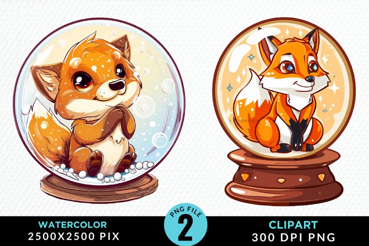 Cute Watercolor Fox Clipart Image 2
