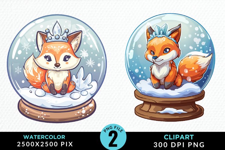Watercolor Witchy Foxes Exquisite Clipart example image 1