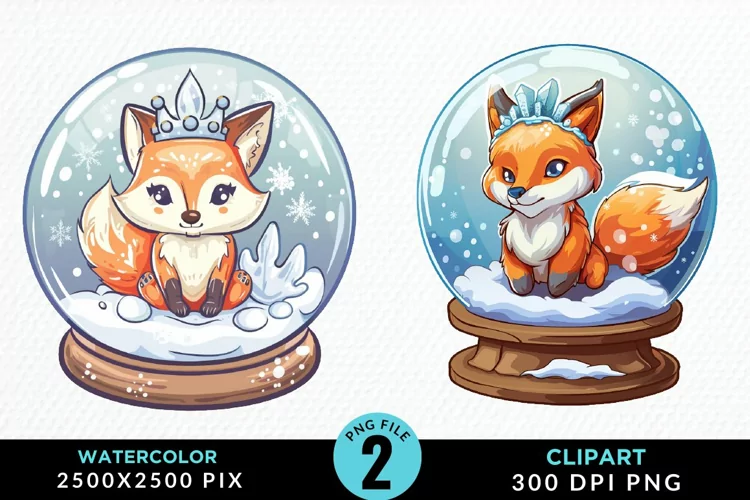 Watercolor Witchy Foxes Exquisite Clipart