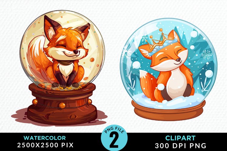 Cute Watercolor Fox Clipart Image 6