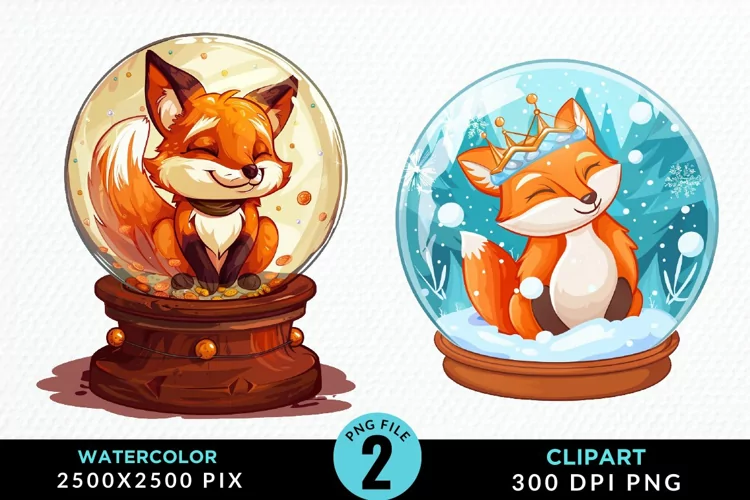 Watercolor Witchy Foxes Exquisite Clipart