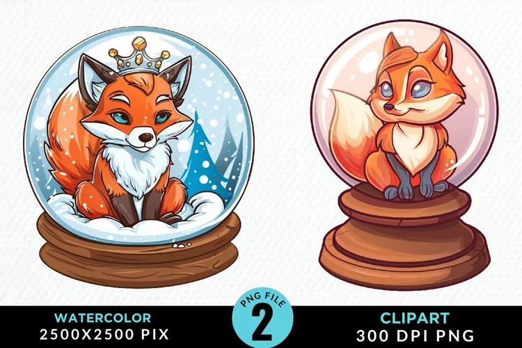 Watercolor Witchy Foxes Exquisite Clipart