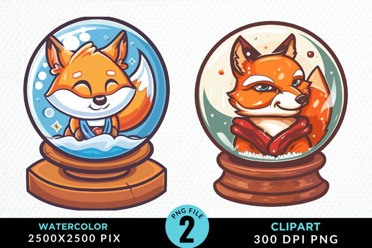 Cute Watercolor Fox Clipart Image 3