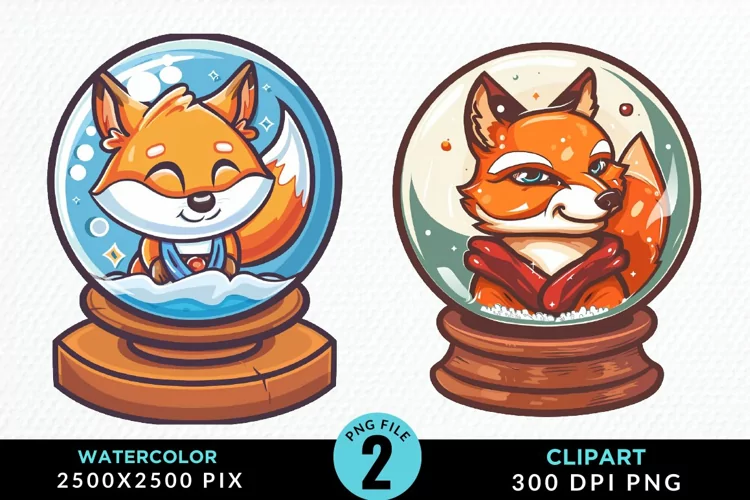 Watercolor Witchy Foxes Exquisite Clipart