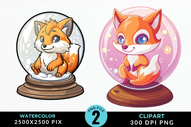 Watercolor Witchy Foxes Exquisite Clipart