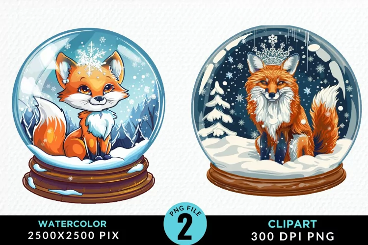 Watercolor Witchy Foxes Exquisite Clipart