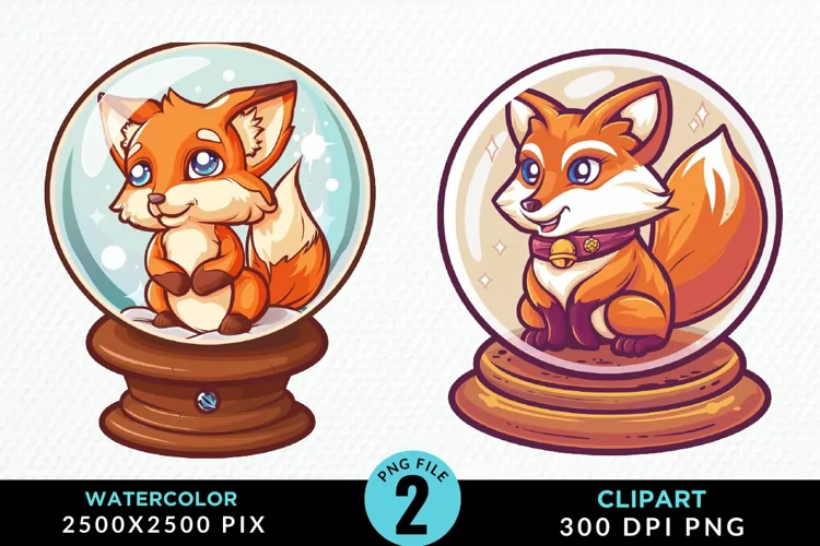 Watercolor Witchy Foxes Exquisite Clipart