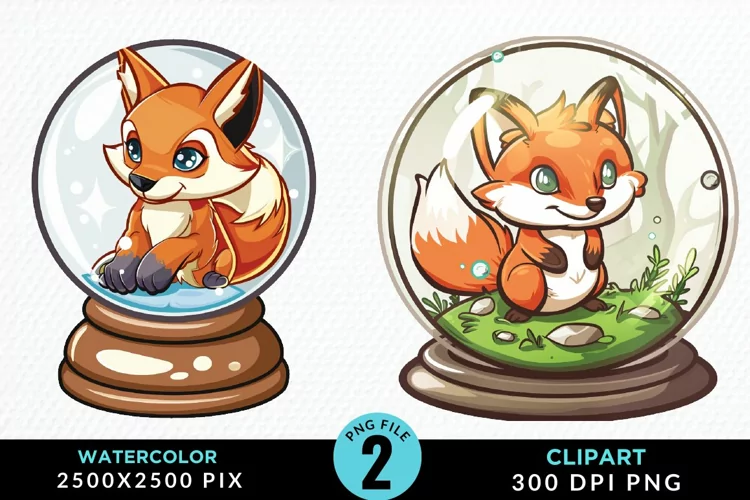 Watercolor Witchy Foxes Artwork Clipart