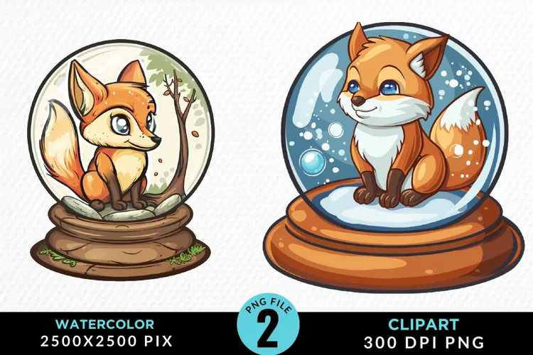 Watercolor Witchy Foxes Artwork Clipart