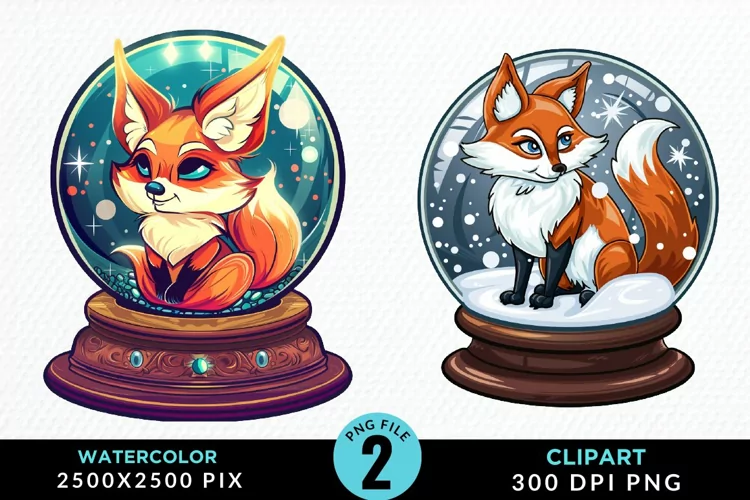 Watercolor Witchy Foxes Exquisite Clipart