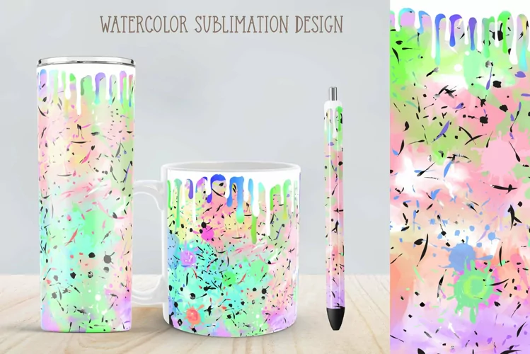 Dripping Watercolor Paint Sublimation For Tumbler And Mug
