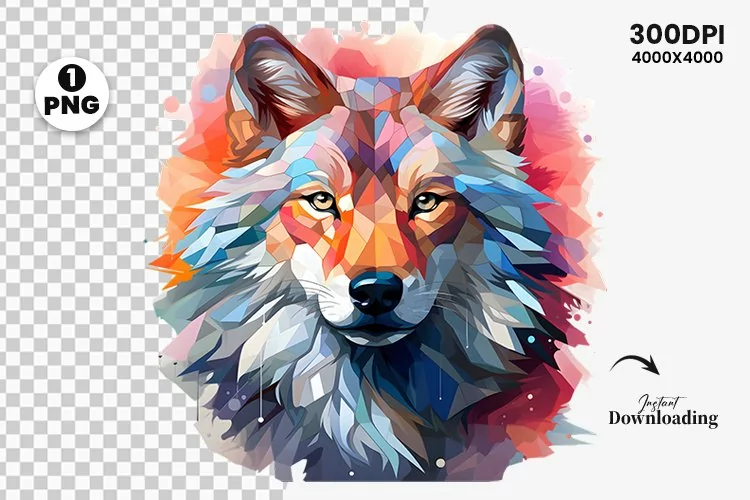 Watercolor wolf illustration sublimation clipart png design