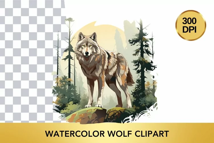Watercolor wolf Clipart , Animal Sublimation PNG