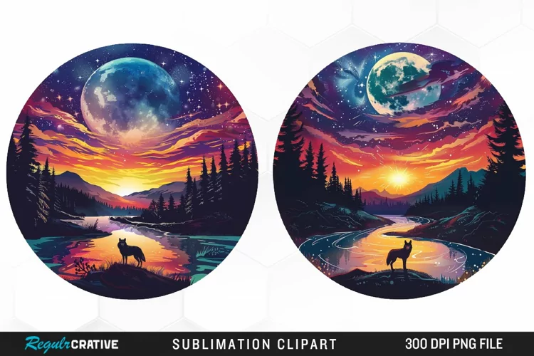 Watercolor Wolf Sublimation PNG Clipart