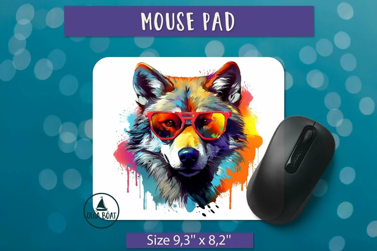 Watercolor Wolf Mouse pad sublimation design