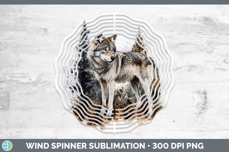 Watercolor Wolf Wind Spinner Sublimation Spinner Designs
