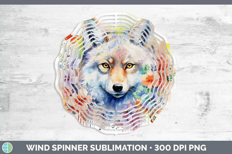 Watercolor Wolf Wind Spinner Sublimation Spinner Designs