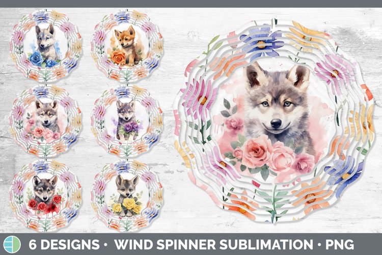 Watercolor Wolf Wind Spinner | Sublimation Spinner Designs B