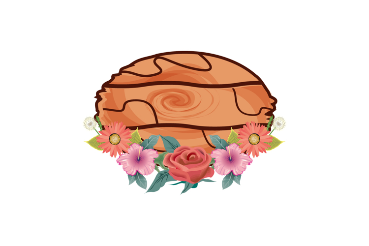 Watercolor wood signboard with delicate flower decoration
