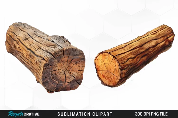 Watercolor Wooden Logs Clipart