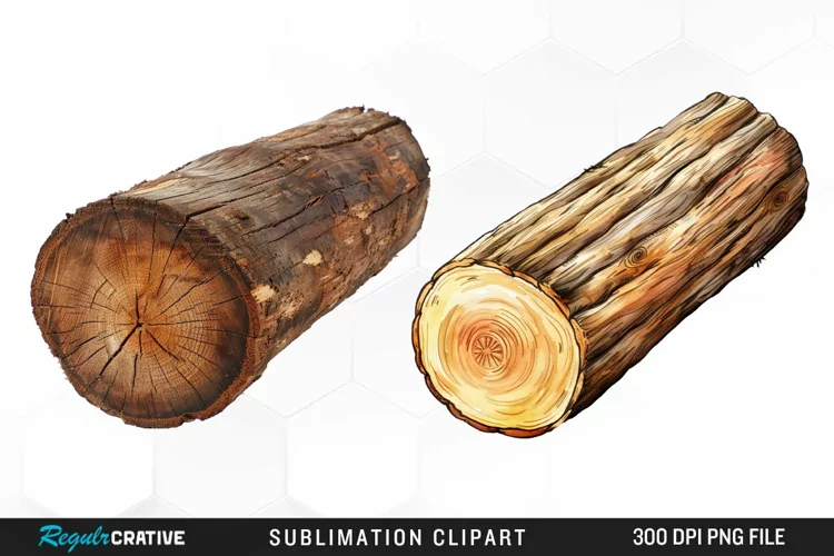 Watercolor Wooden Logs Graphics Clipart