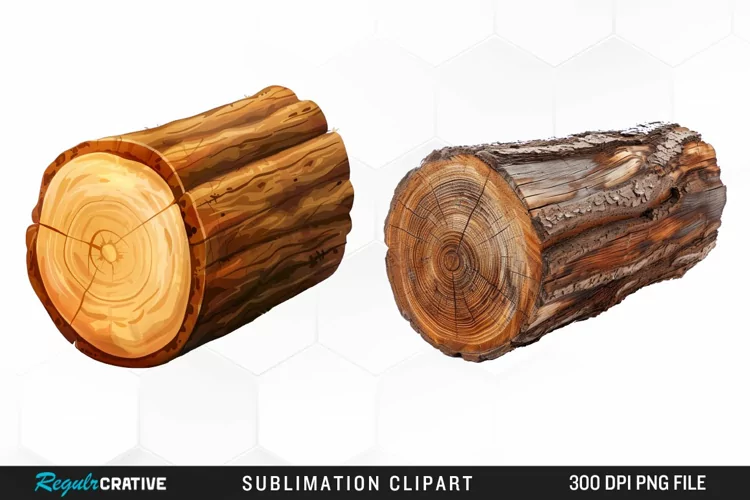 Watercolor Wooden Logs Clipart