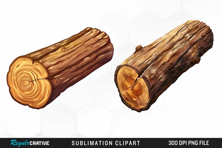 Watercolor Wooden Logs Graphics Clipart