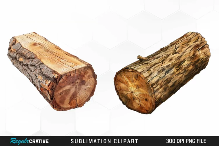 Watercolor Wooden Logs Clipart