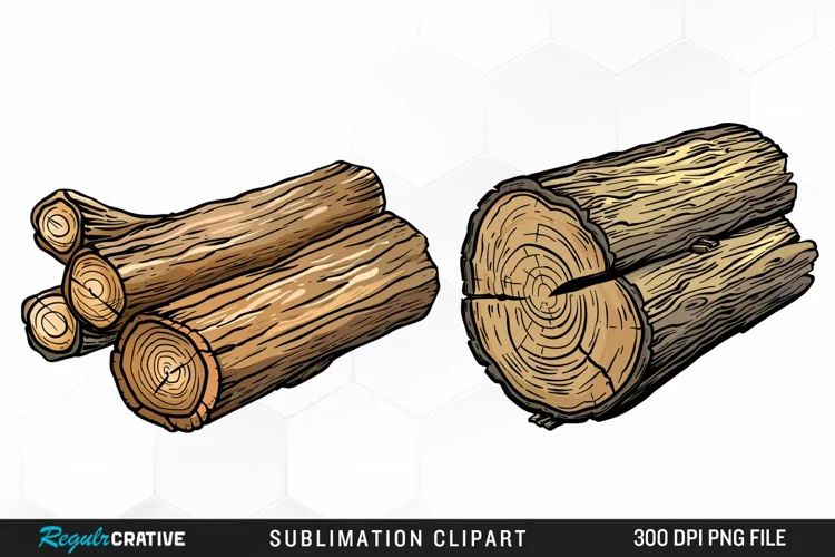 Watercolor Wooden Logs Clipart