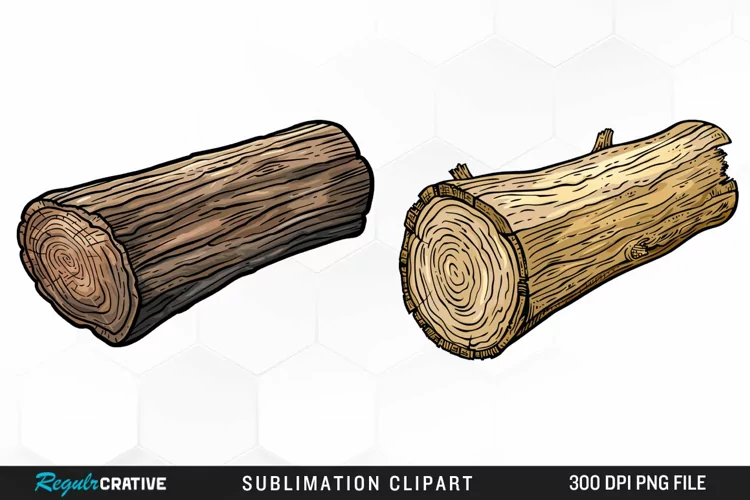Watercolor Wooden Logs Graphics Clipart