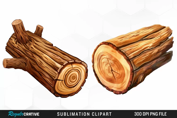Watercolor Wooden Logs Clipart
